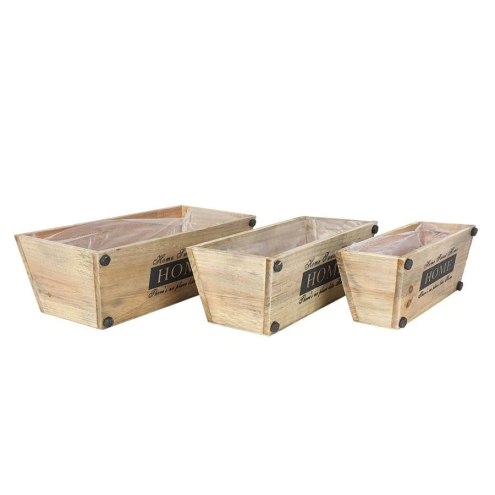 Deko-Holzkisten 3er-Set, Aufdruck "Home Sweet Home", Längen 30, 27 + 23 cm,