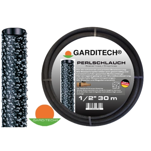 GARDITECH Perlschlauch 1/2 Zoll, 15m, mit Stopfen + Schnellkupplung