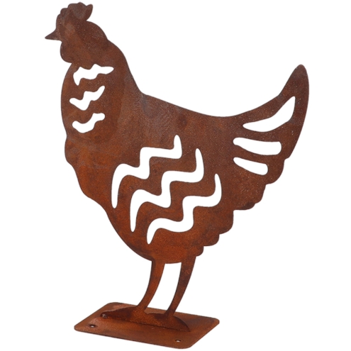Esschert Design Gartenfigur Huhn 25x29cm - Hühner Dekofigur in Rostoptik