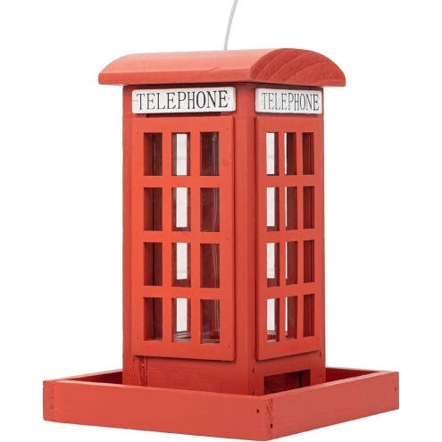 Vogel-Futterstelle "Rote Telefonzelle", aus Holz, rot lackiert, Maße 15,5 x 15,5 x 20 cm