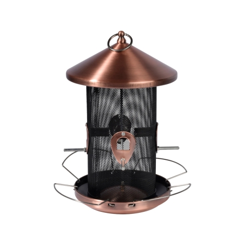 Vogelfutterspender Metall kupferfarbend, Maße Ø 25 cm, Höhe 35 cm,