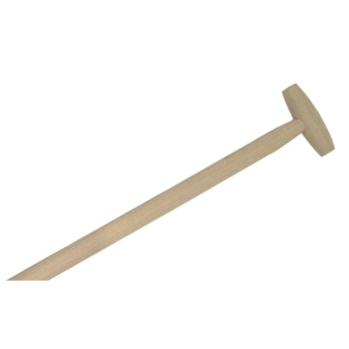 T-Schaufelstiel Ø40x1200mm, gebogen, mit Konus und T-Griff, Eschenholz, unlackiert