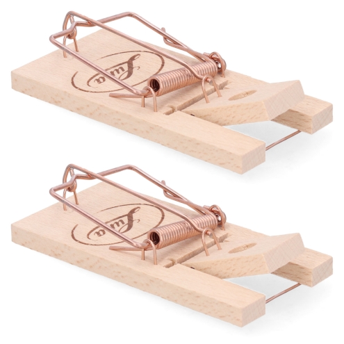 2x Mausefalle aus Holz - klassische Schlagfalle - Schnappfalle zur Mäuseabwehr - 2 Stück