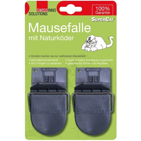 2x Swissinno Mausefalle SuperCat mit Naturköder, die weltbeste Mausefalle ohne Gift