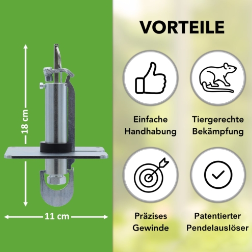 TopFox Wühlmausschussfalle ohne Kartuschen - beidseitiges Wühlmausschussgerät