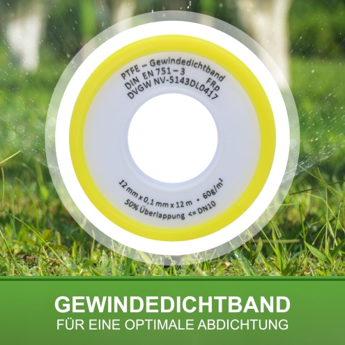 Gewindedichtband 12m - PTFE Dichtungsband - Teflonband für Rohrleitungen