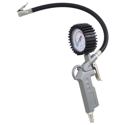 Reifenfüllmesser, mit Pistolengriff und Manometer, Reifenprüfer mit 35cm Schlauch und Ventilstecker