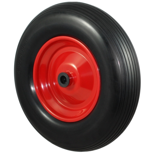 PU Schubkarrenrad Ø390mm (4.80/4.00-8) schwarz, Stahlfelge, Achse Ø20mm, pannensicheres Rad