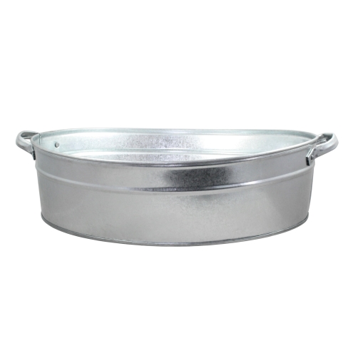 Zinkwanne 49x44x15cm, 21 Liter, ovale Wanne aus verzinktem Metall, Dekowanne, Pflanzwanne