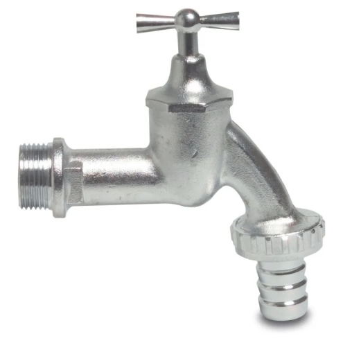 Profec Messing Auslaufventil 1/2 Zoll AG - Chrom matt - Wasserhahn mit Schlauchtülle