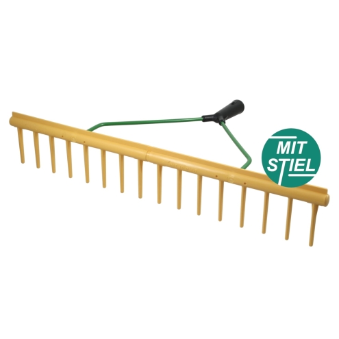 Heurechen 64cm, 16 Zinken, mit Egalisierkante zur Bodenbearbeitung, mit Stiel Ø28x1500mm