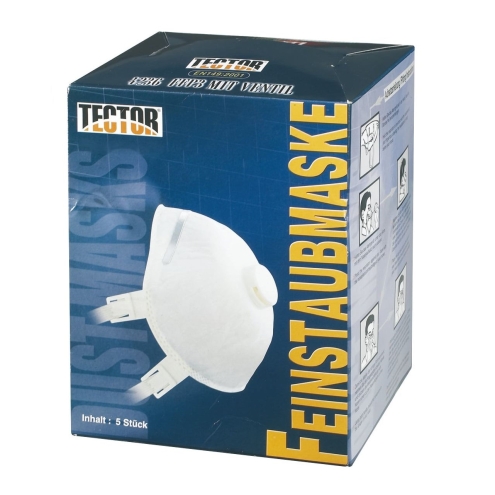 5x TECTOR Feinstaubmaske FFP3 mit Ventil, Staubmaske zum Schutz vor Staub, Gasen und Dämpfen