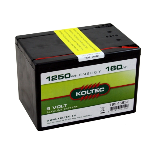 Koltec Alkaline 9V - 160Ah Weidezaunbatterie - Baterie für Weidezäune