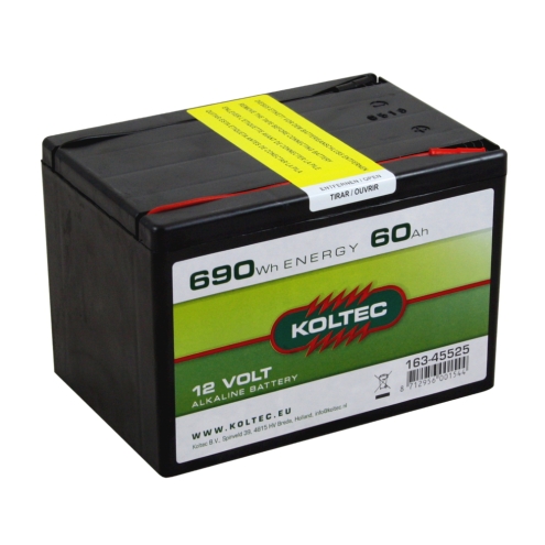 Koltec Alkaline 12V - 60Ah Weidezaunbatterie - Batterie für Weidezäune