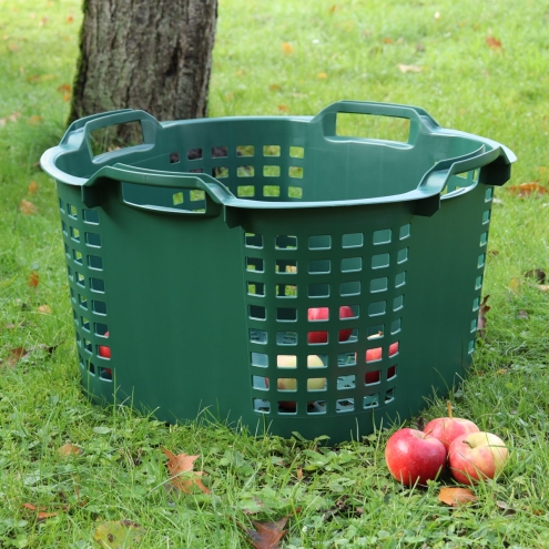 Gartenkorb 50 Liter, grün, Ø540x310mm, stapelbarer Obstkorb, Erntekorb, Universalkorb