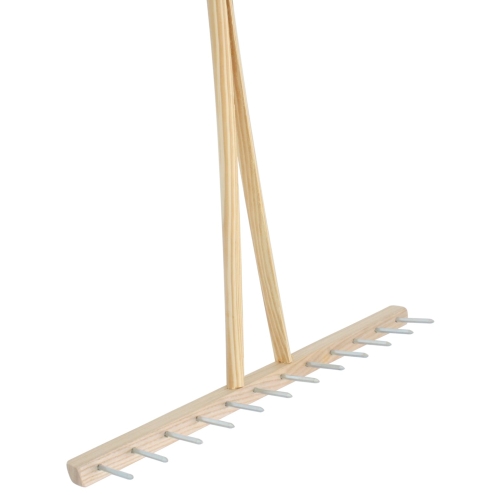 Holzrechen mit 12 Stahlzinken, Breite 58cm, Länge 180cm, Holzharke, Landharke, Heurechen