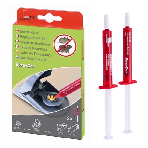 2x Swissinno Köderspritze für Mausefalle SuperCat, Ersatzköder, Naturköder