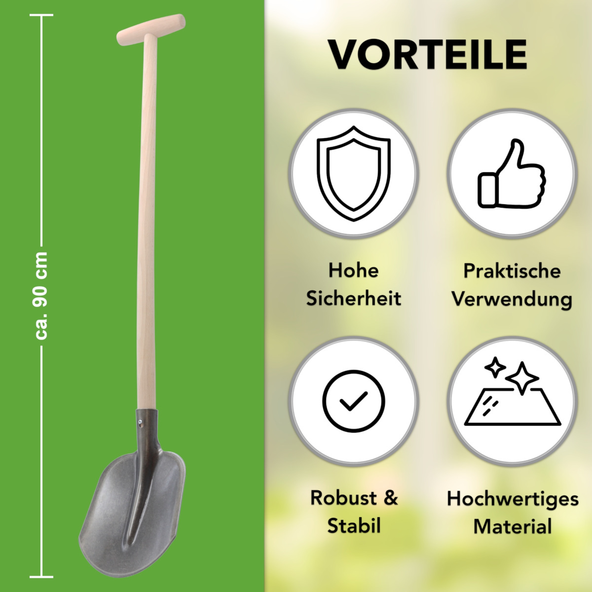Emsländer Kinderschaufel mit T-Stiel 75cm, lackiert & poliert, kleine ...