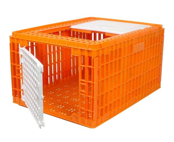Geflügel-Transportbox HDPE, 77x58x42cm, hohe Transportkiste für Hühner, Truthähne und Gänse