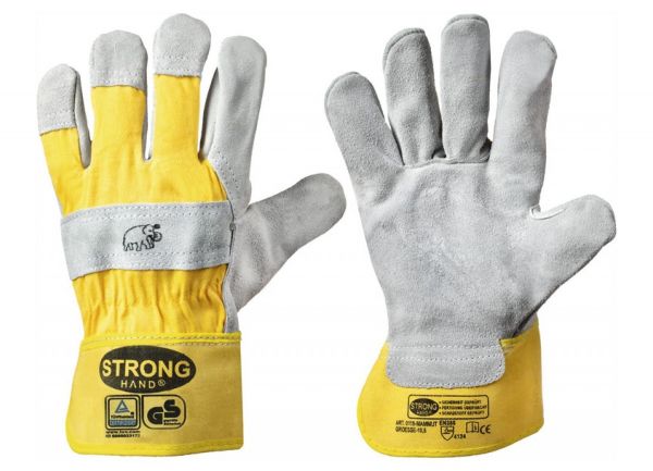 Stronghand® Arbeitshandschuhe MAMMUT Größe 11 (XXL), Rindspaltleder-Handschuhe mit Stulpe