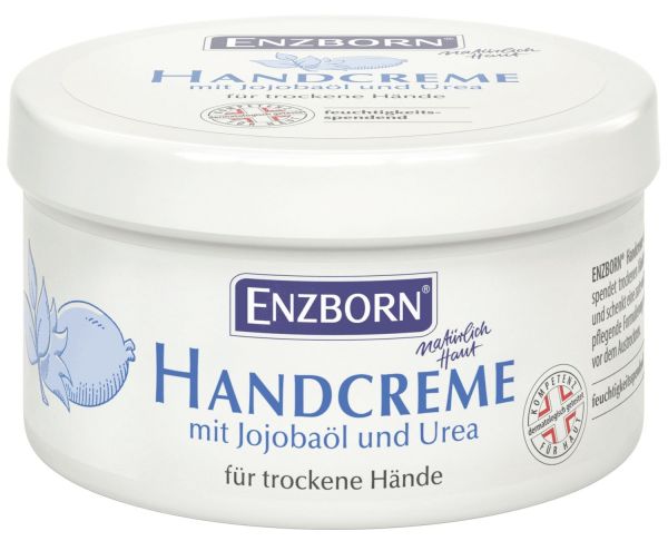 Enzborn® Handcreme 250ml Dose, Feuchtigkeitscreme mit Jojobaöl und Urea