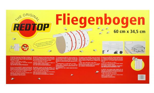 RedTop® 6x Fliegenbogen 60x34,5cm, Fliegenfänger zur Fliegenbekämpfung im Stall