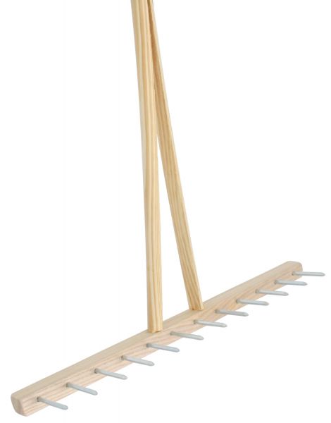 Holzrechen mit 12 Stahlzinken, Breite 58cm, Länge 180cm, Holzharke, Landharke, Heurechen