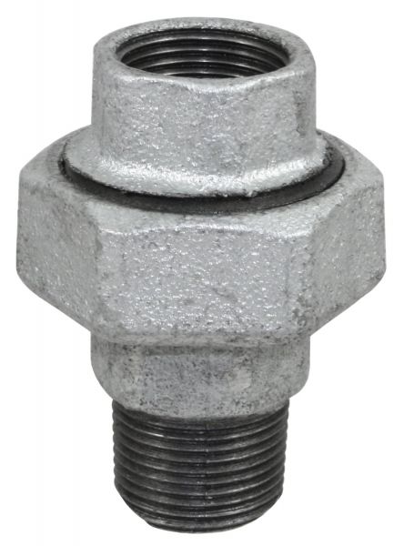 Temperguss Überwurfverschraubung, flachdichtend, 1 Zoll, IG-AG, Innen- x Außengewinde, Nr. 331