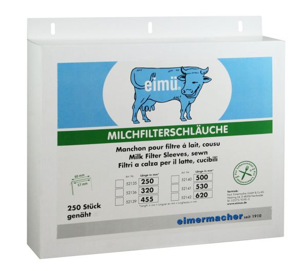 250x eimü® Milchfilterschläuche 320x57mm, genäht, Milchfilter für Melkmaschinen und Absauganlagen