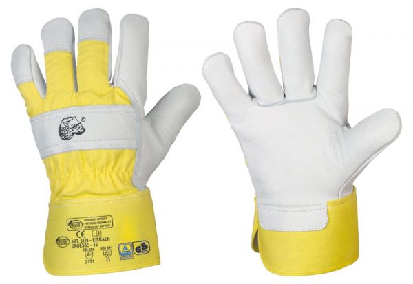 Stronghand® Winter-Arbeitshandschuhe EISBÄR Größe 8 (M), Rindvollleder-Handschuhe mit Stulpe