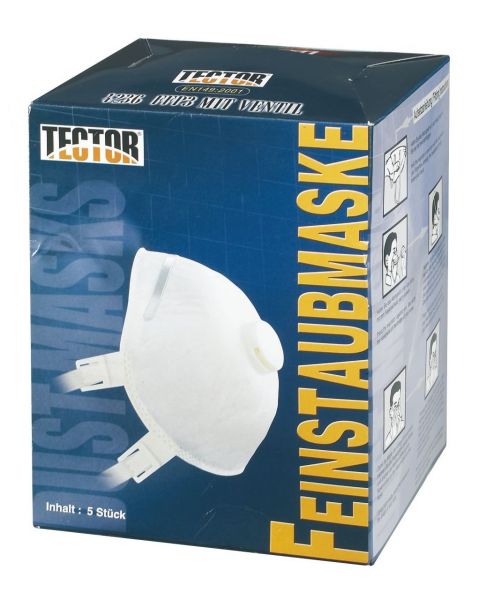 5x TECTOR® Feinstaubmaske FFP3 mit Ventil, Staubmaske zum Schutz vor Staub, Gasen und Dämpfen