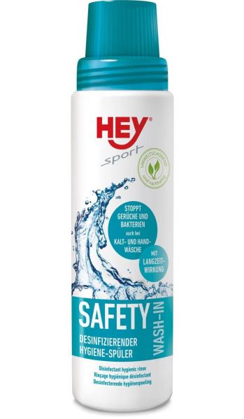 HEY-Sport Safety Wash-In 250ml, Hygienespüler, beseitigt Gerüche, Pilze und Keime