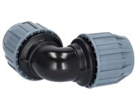 PP Winkelkupplung 20x20mm - beidseitiger Klemmanschluss - Arbeitsdruck PN16 PP Winkelkupplung 20x20mm - beidseitiger Klemmanschluss - Arbeitsdruck PN16