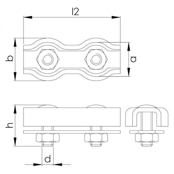Seilverbinder 8mm verzinkt - Verbinder für Weidezaunseile - Duplexklemme - 10 Stück