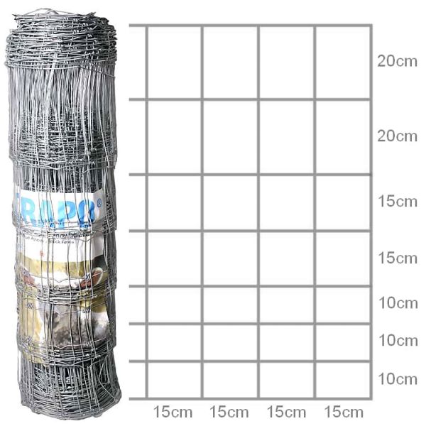 hadra 50m Wildzaun Typ 100/8/15, verzinkt, 100cm, Schafzaun, Schafdraht, Knotengeflecht