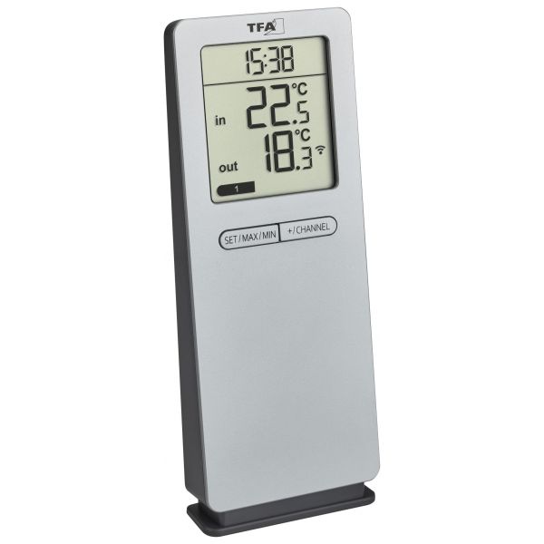 TFA Funk-Thermometer LogoNeo, digitale Innen-und Außentemperaturanzeige