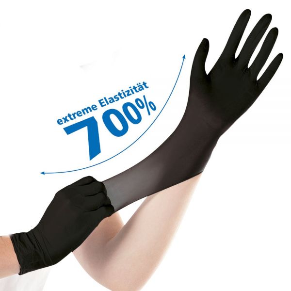 100x HYGOSTAR® Nitril-Einmalhandschuhe SAFE SUPER STRETCH, Schwarz, Größe 10 (XL)