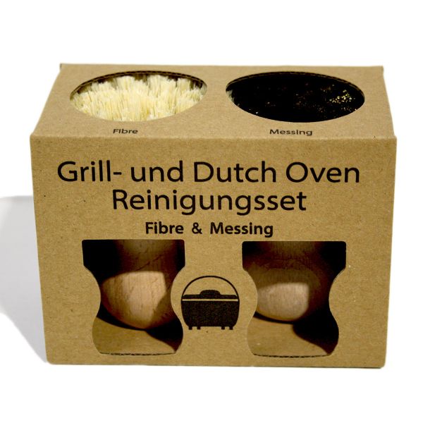 Grill- und Dutch Oven-Reinigungsset 2-teilig (2 Bürsten Messing- / Fibrebesatz)