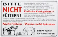 Hinweisschild: Bitte nicht füttern - Tödliche Kolikgefahr, weiß, 300x200mm, Verbotsschild Hinweisschild: Bitte nicht füttern - Tödliche Kolikgefahr, weiß, 300x200mm, Verbotsschild