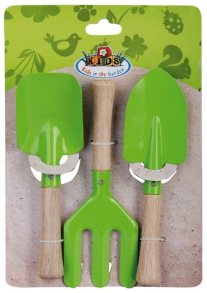 Esschert Design Kinder-Gartengeräte KG106, 3-teilig: Blumenkelle, Handschaufel, Forke, Werkzeug-Set