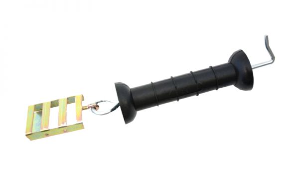 Torgriff mit Bandanschluss 40mm, verzinkt, mit Haken und innenliegender Zugfeder