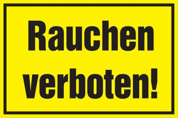 Verbotsschild: Rauchen verboten, gelb, 250x150mm, Hinweisschild