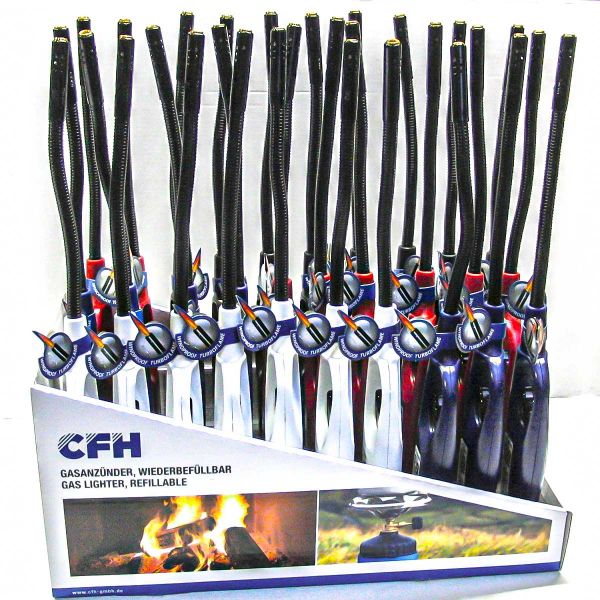 Display 30 Stück CFH-Gasanzünder Flex mit Piezozündung