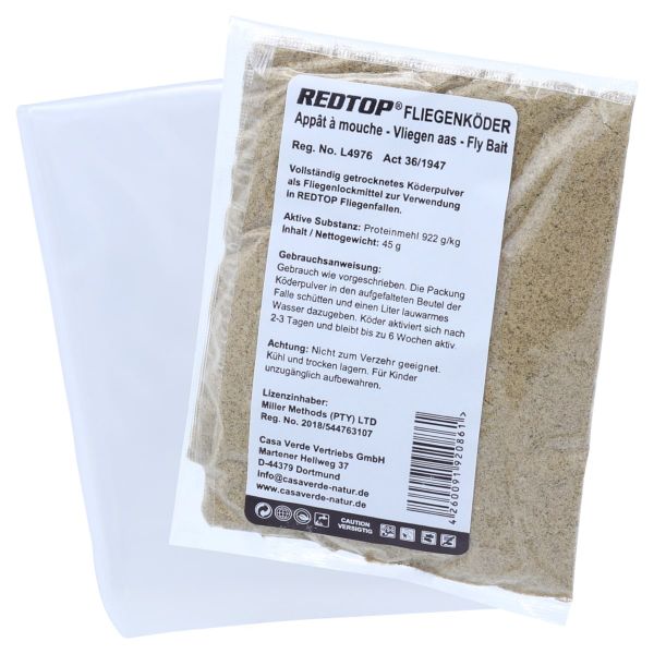 RedTop Nachfüllpack für Fliegenfalle XL 8 Liter - Ersatzbeutel + Köder 45g