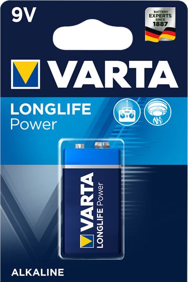1x VARTA Batterie Longlife Power 9V, E-Block, 6LP3146, 4922, 9 Volt, für Fernbedienung, Rauchmelder