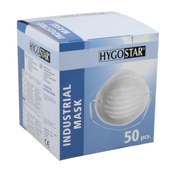 50x Hygostar Industriemaske, Einweg-Staubmaske zum Schutz vor Grobstaub