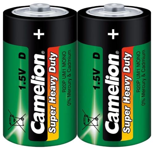 2x Camelion Batterie Super Heavy Duty, Mono, D/R20 (1,5V) für Taschenlampen, Handscheinwerfer