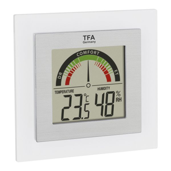 TFA Digitales Thermo-Hygrometer, Acrylglas, Temperatur und Luftfeuchtigkeit