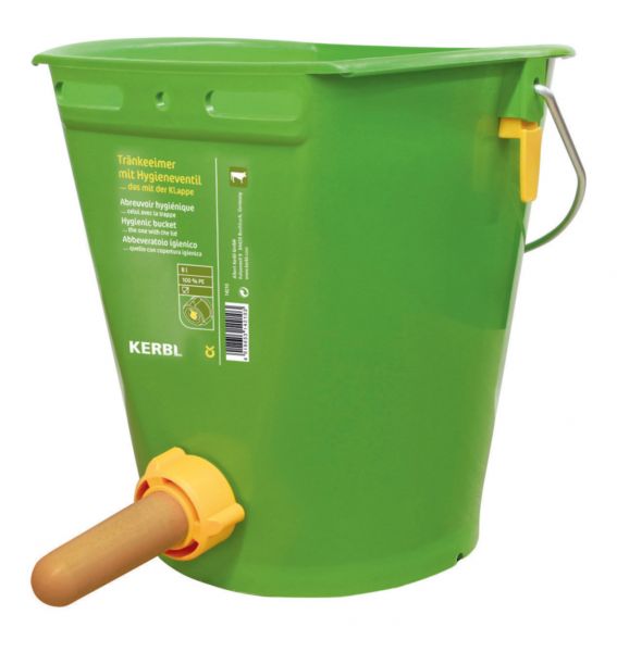 Kerbl Hygienetränkeeimer 8 Liter, grün, Tränkeeimer für Kälber mit Sauger und Hygieneventil
