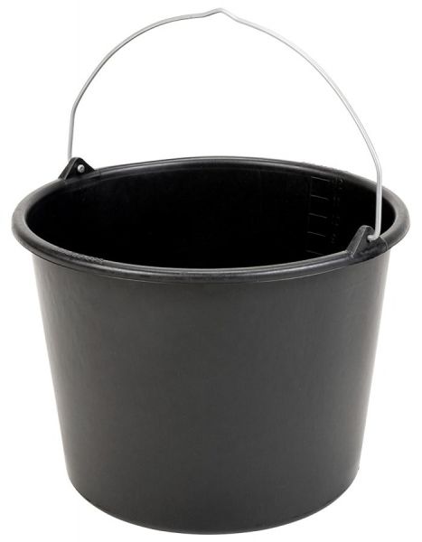 GRIPLINE® Baueimer 12 Liter, schwarz, Mörteleimer, Maurereimer, bruchsicher und formstabil